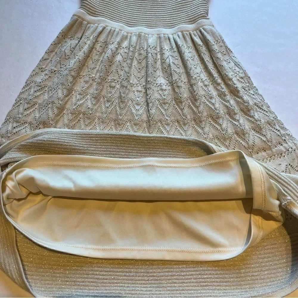 American Eagle Outfitters Women's Cream Sparkle Sweater Dress Size XXS - Picture 6 of 9